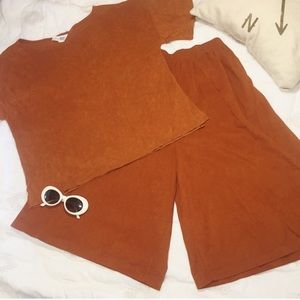Vintage culotte and top set in rust / burnt orange